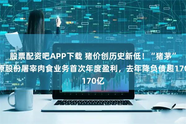 股票配资吧APP下载 猪价创历史新低！“猪茅”牧原股份屠宰肉食业务首次年度盈利，去年降负债超170亿